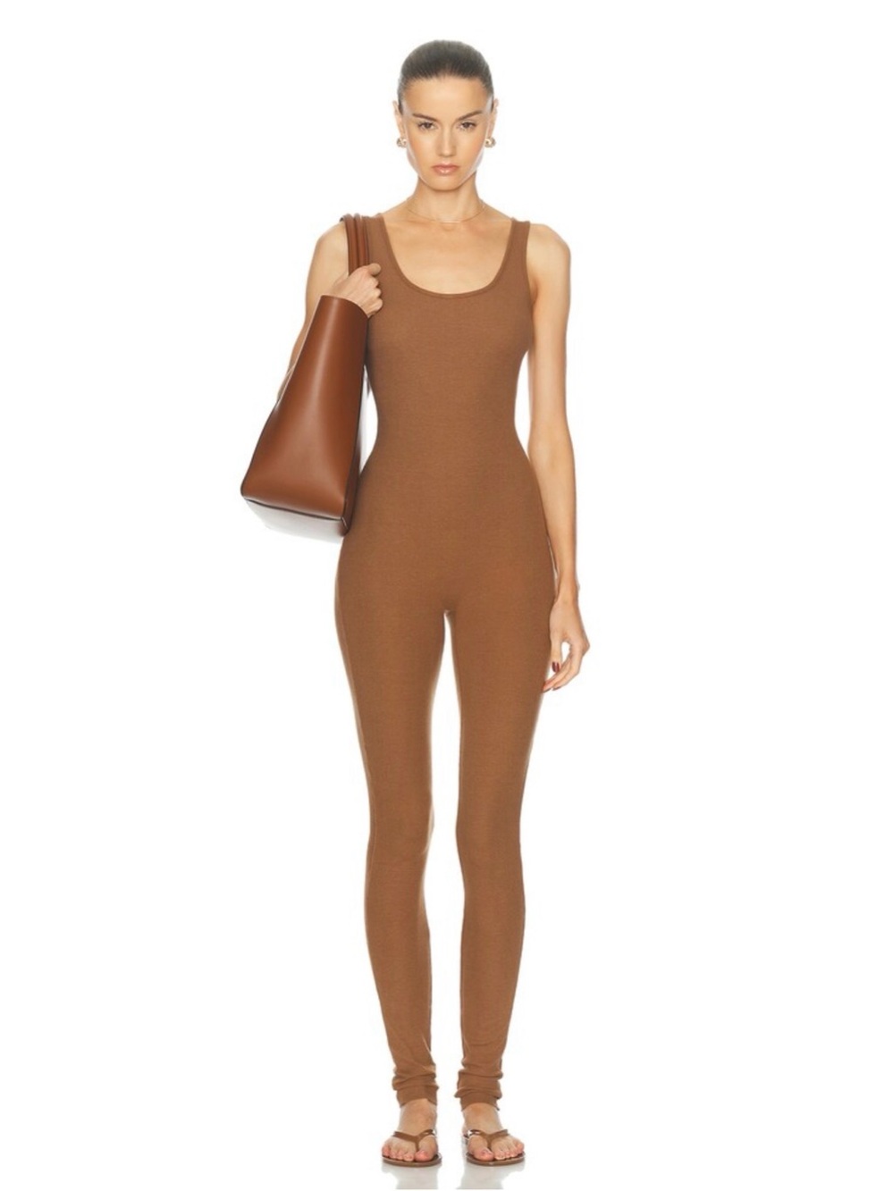 NWOT Eterne Tank Ribbed Catsuit - EARTH